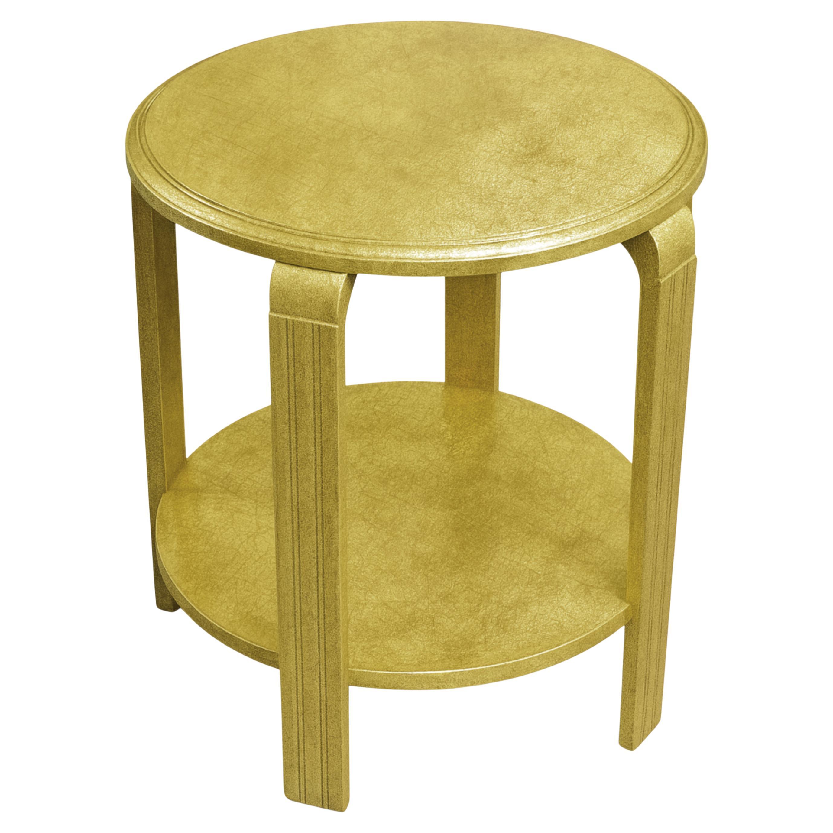 Art Deco Gilt Walnut Round Side Table, 20th Century