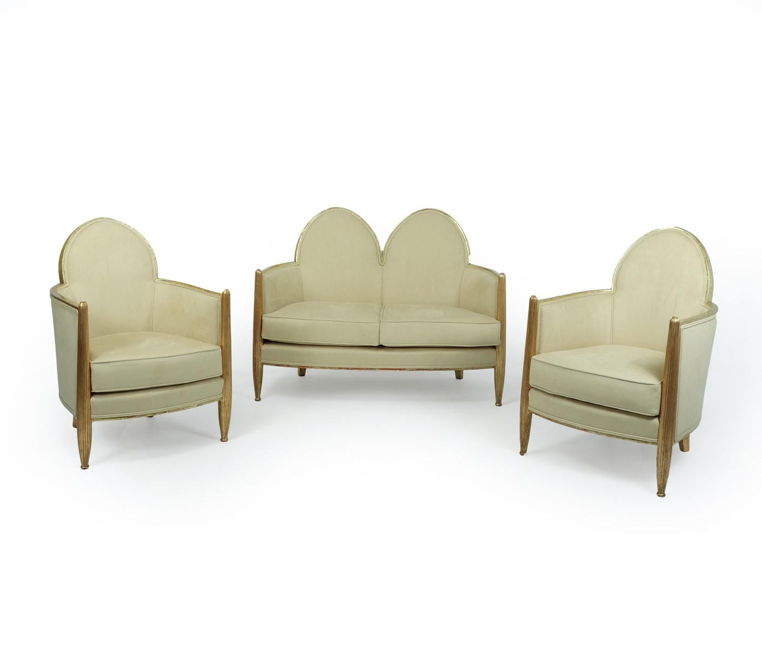 French Art Deco Gilt-wood Salon Suite Attributed to Paul Follot, c1925