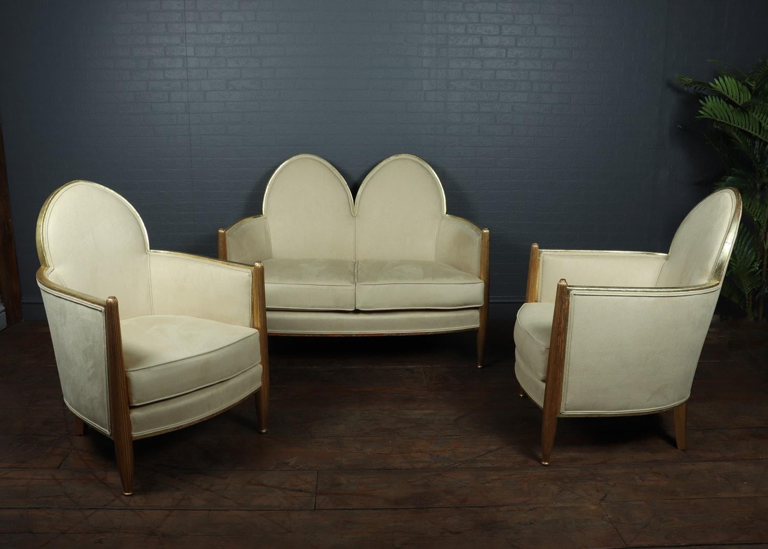 Early 20th Century Art Deco Gilt-wood Salon Suite Attributed to Paul Follot, c1925