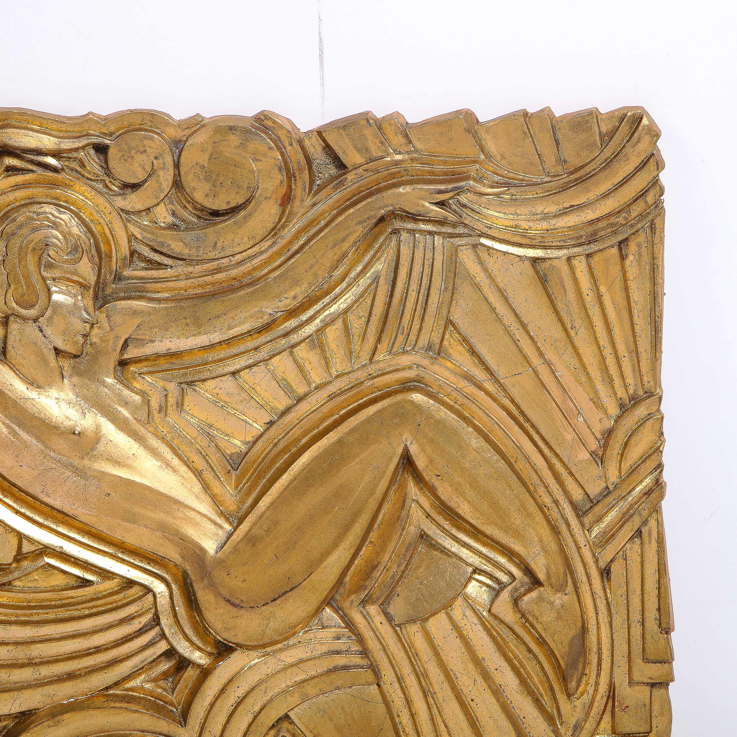 Mid-20th Century Art Deco Giltwood 'Folies Bergere' Flapper Dancer Plaque by Maurice Picaud