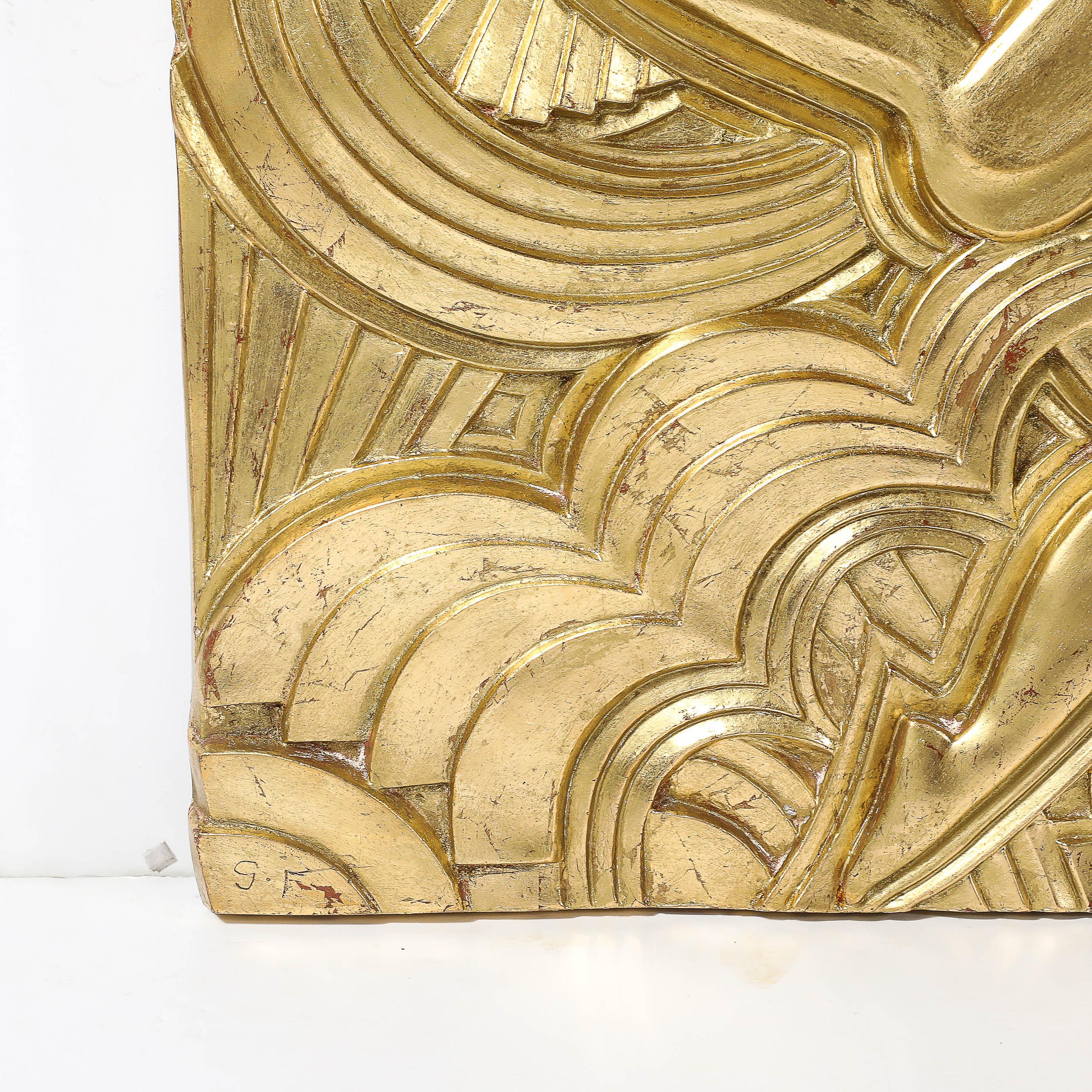 Mid-20th Century Art Deco Giltwood 'Folies Bergere' Flapper Dancer Plaque by Maurice Picaud For Sale