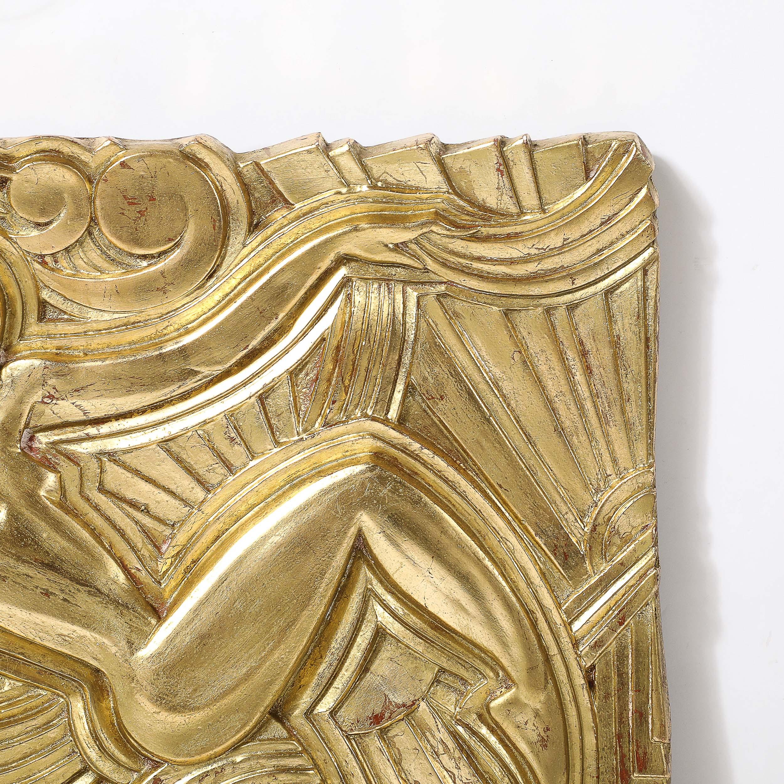 Art Deco Giltwood 'Folies Bergere' Flapper Dancer Plaque by Maurice Picaud For Sale 1