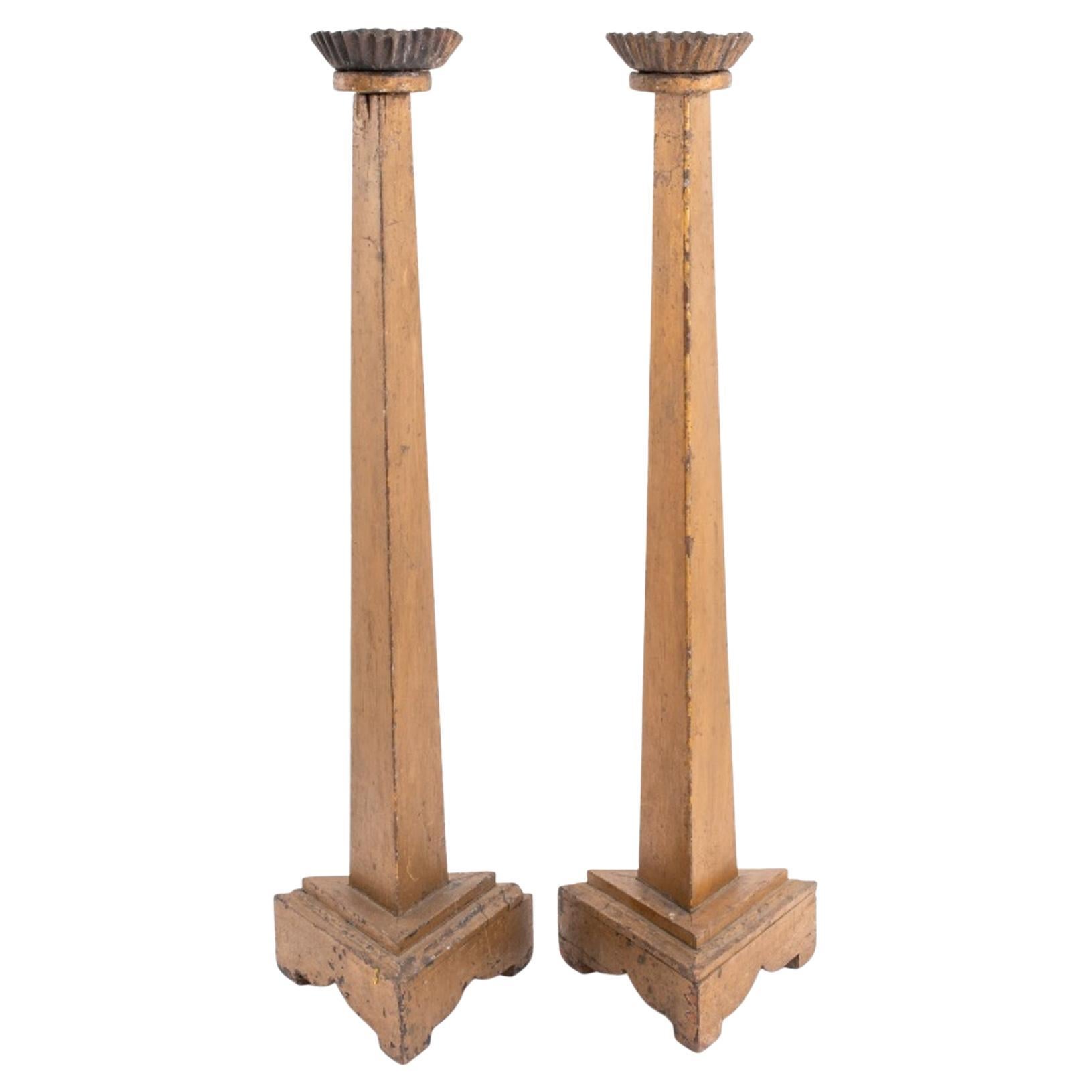 Art Deco Giltwood Tall Candelabra, Pair For Sale