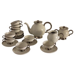 Juego de té de porcelana blanca Art Déco Gio Ponti para Richard Ginori, Italia 1932