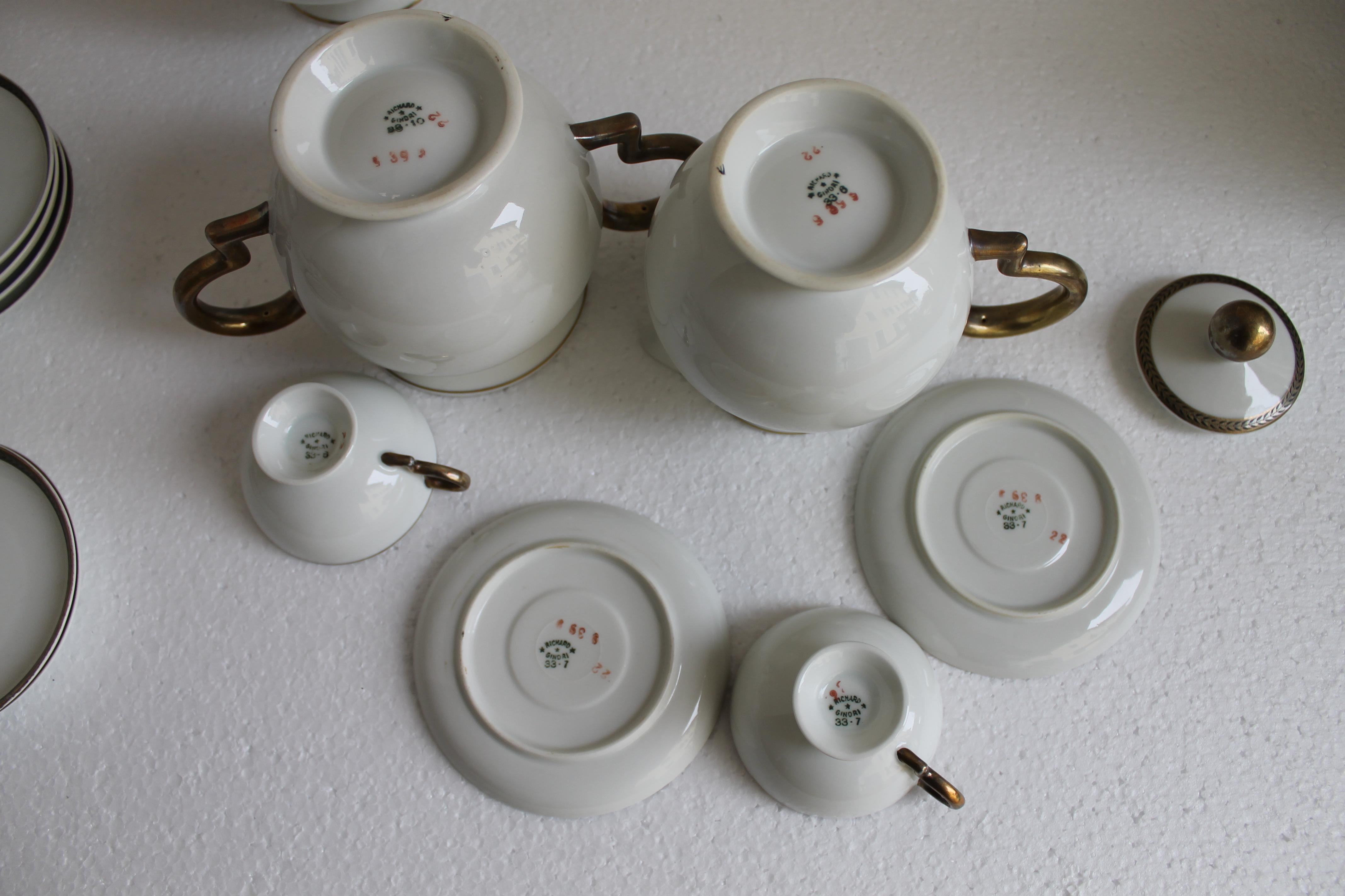 Art Deco Gio Ponti Richard Ginori Withe Porcelain Coffee Set, Italy 1933 9