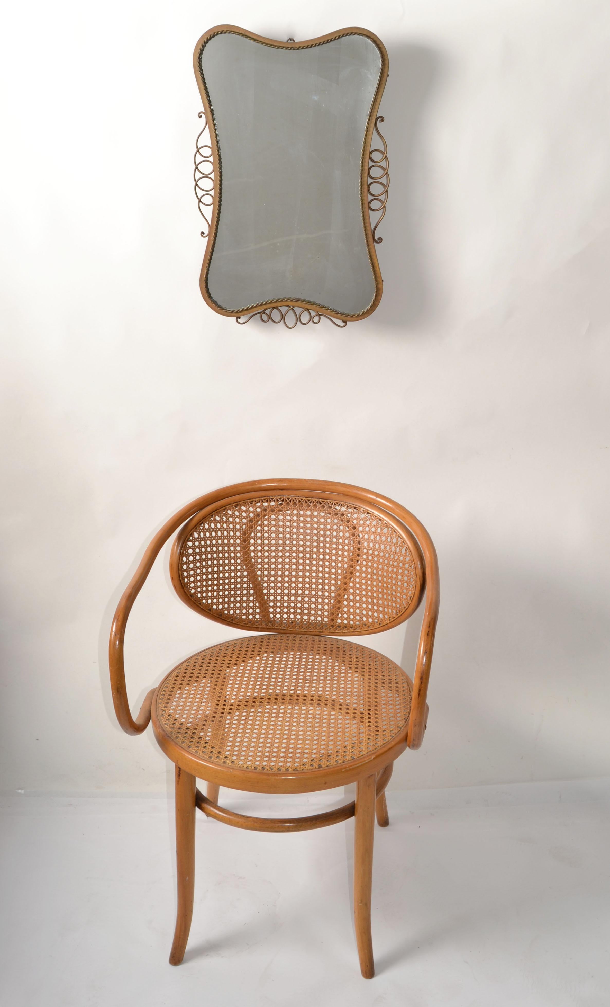 Laiton Miroir décoré de vagues en laiton Art Déco Gio Ponti Italie 1940 similaire Buffa en vente