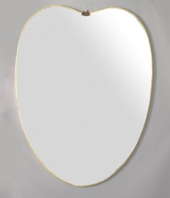 Art Deco Gio Ponti Style Brass Wood Heart Wall Mirror Italy 1950 Similar Buffa