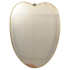 Art Deco Gio Ponti Style Brass Wood Heart Wall Mirror Italy 1950 Similar Buffa