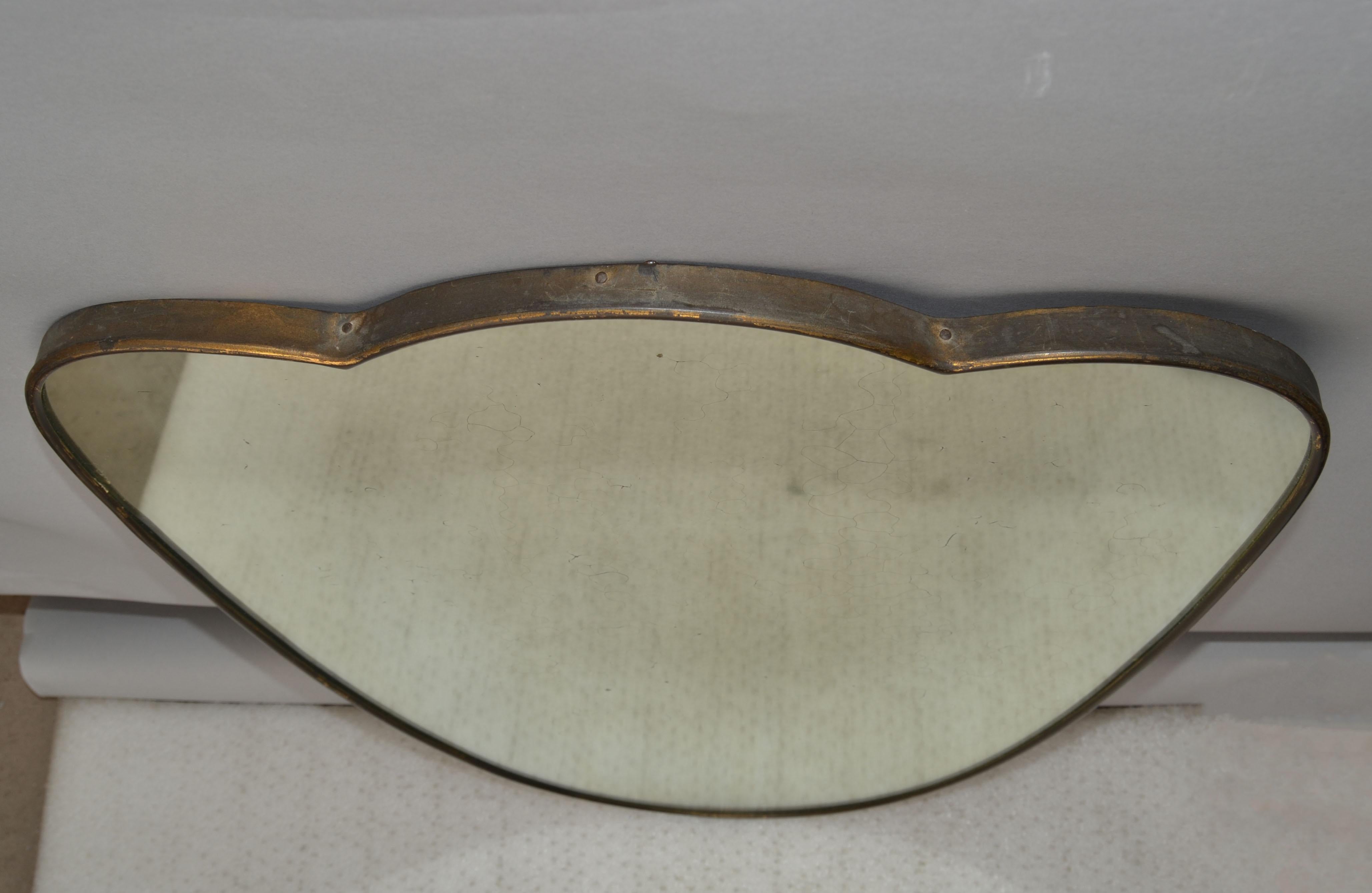 Miroir mural Art Déco Gio Ponti en bois et laiton Italie 1940 similaire Buffa en vente 2