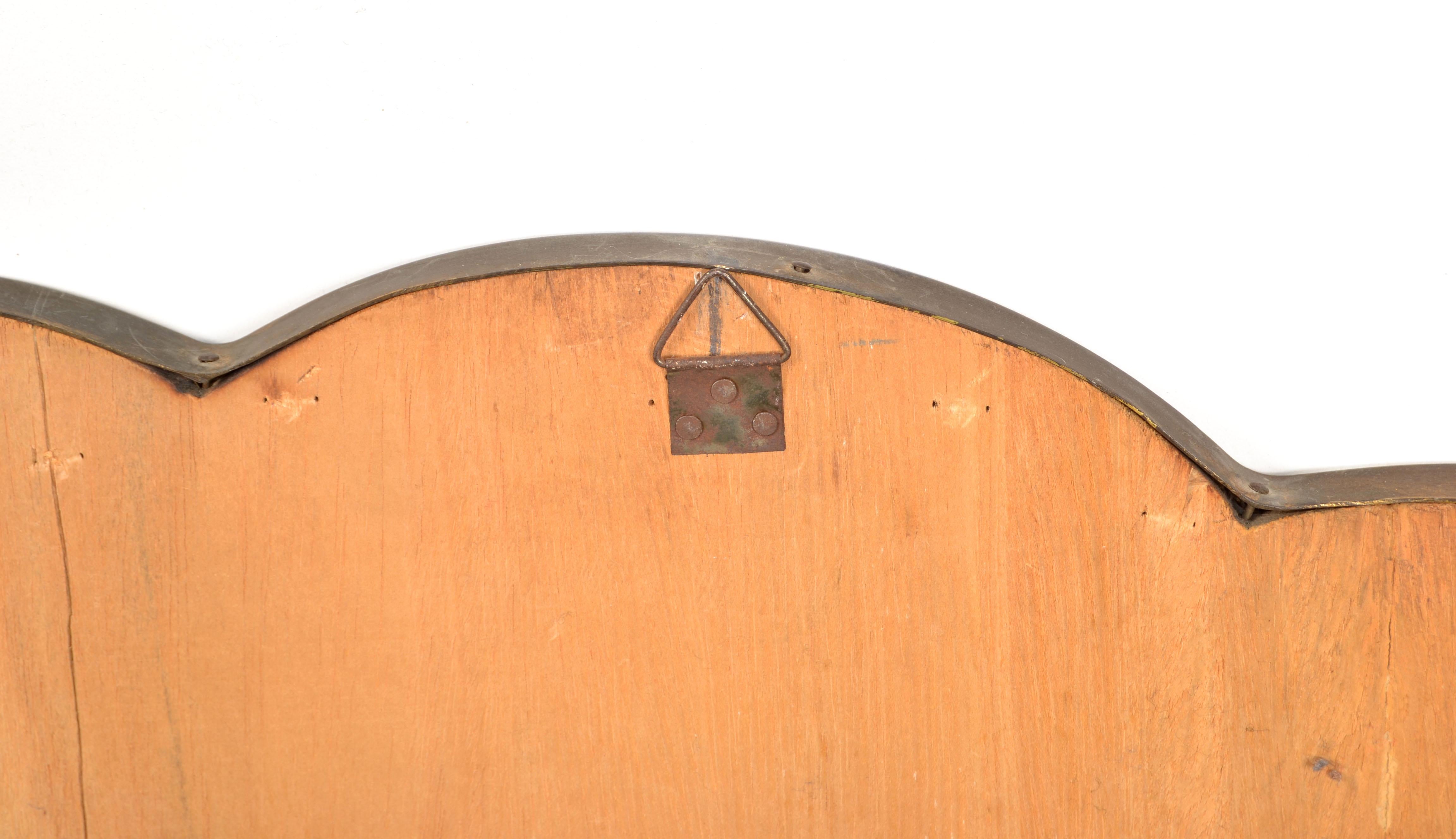 Miroir mural Art Déco Gio Ponti en bois et laiton Italie 1940 similaire Buffa en vente 5