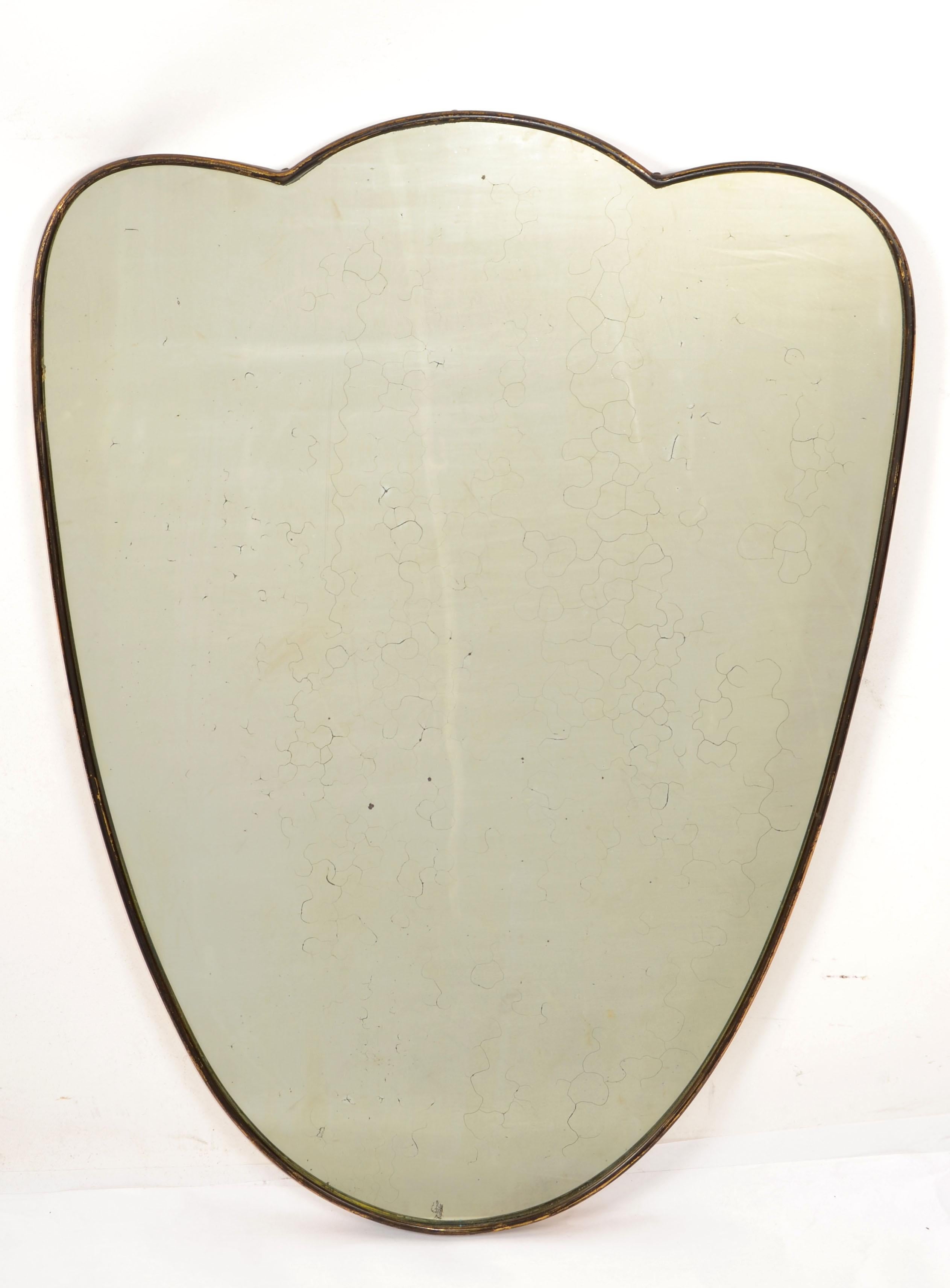 Miroir mural Art Déco Gio Ponti en bois et laiton Italie 1940 similaire Buffa en vente 6