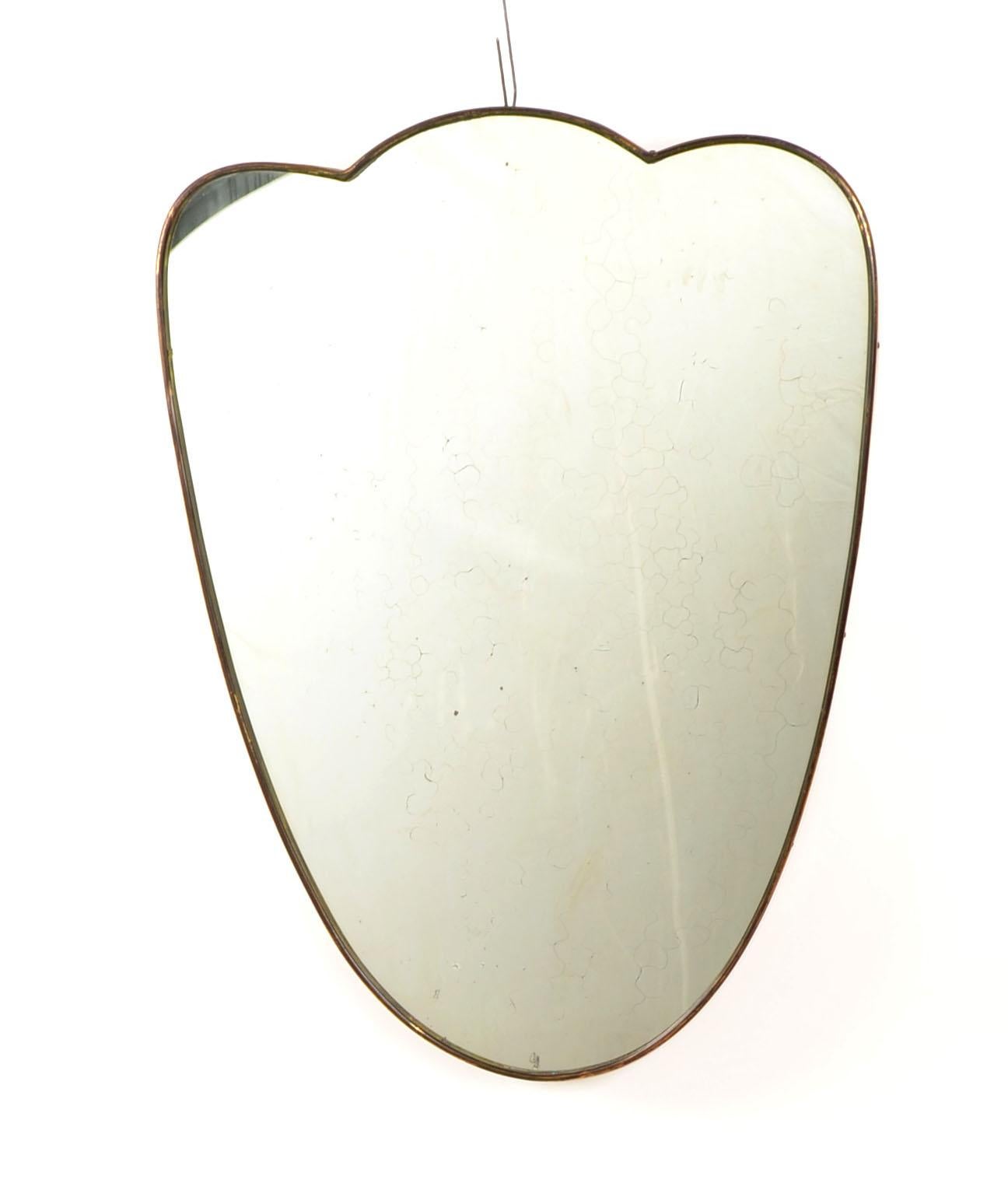 Art déco Miroir mural Art Déco Gio Ponti en bois et laiton Italie 1940 similaire Buffa en vente