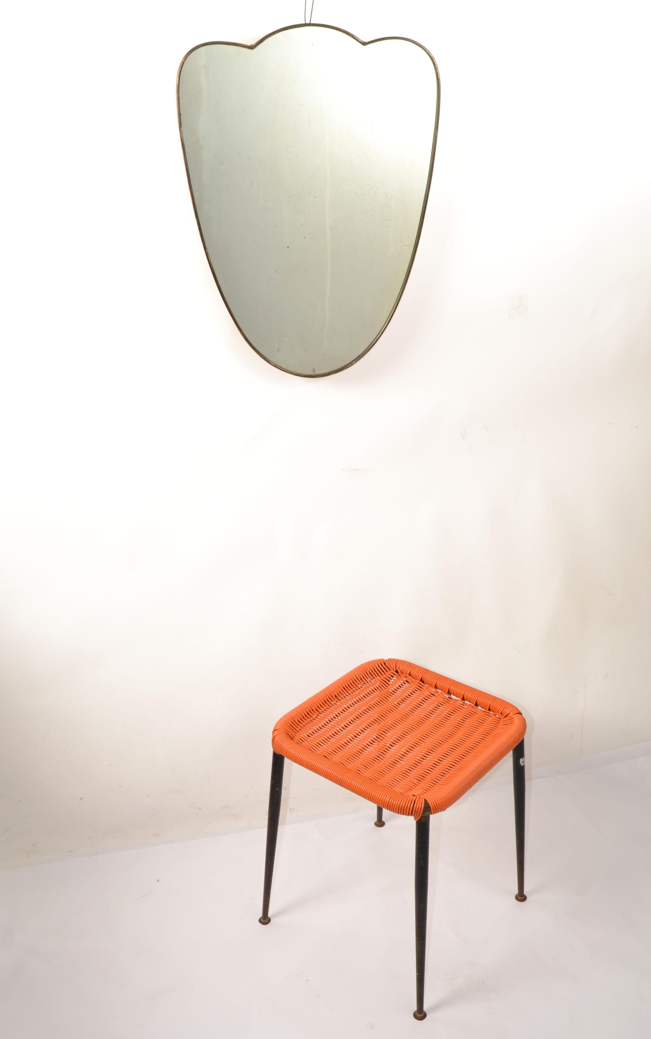 Fait main Miroir mural Art Déco Gio Ponti en bois et laiton Italie 1940 similaire Buffa en vente