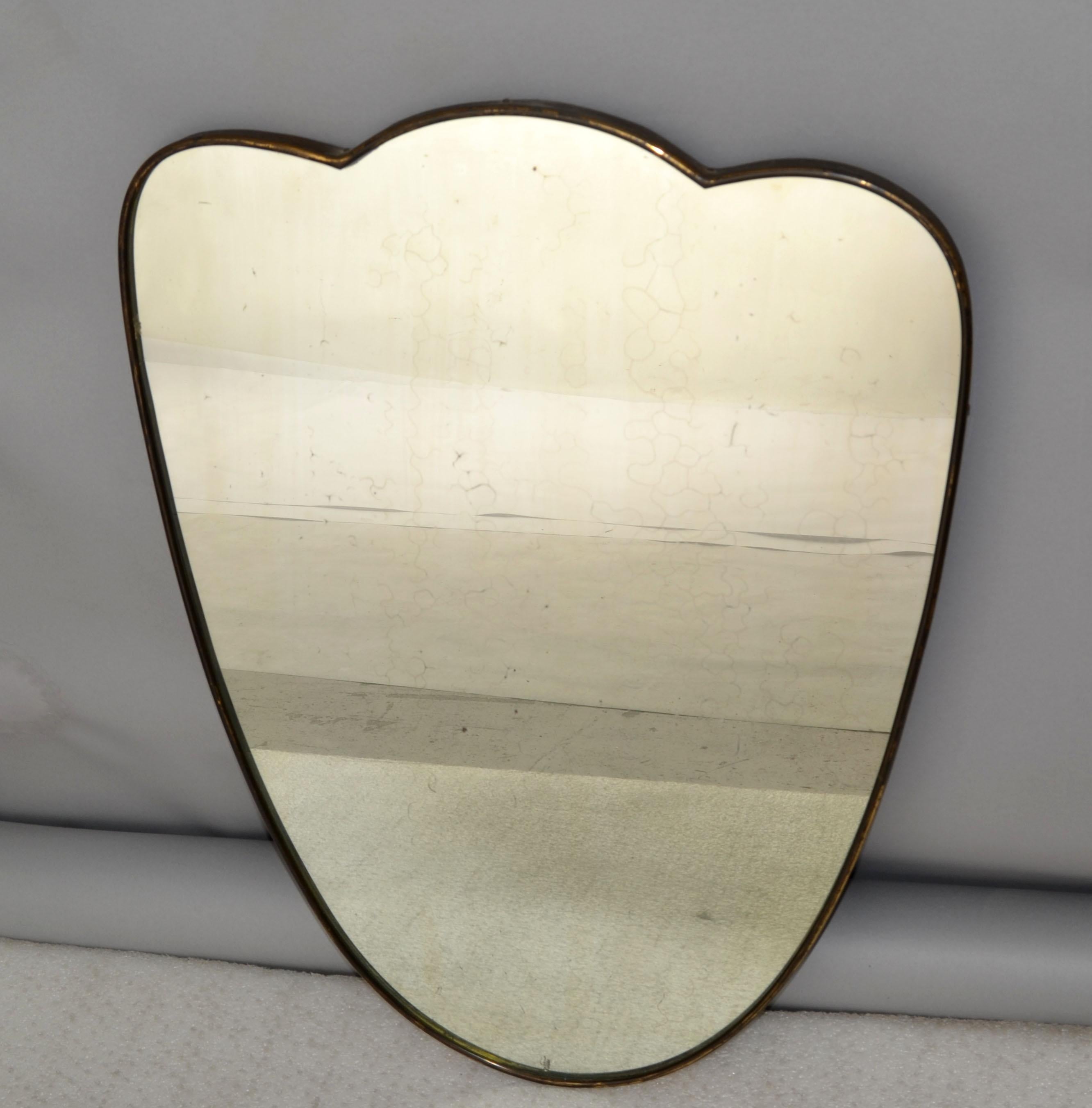 Miroir mural Art Déco Gio Ponti en bois et laiton Italie 1940 similaire Buffa en vente 1
