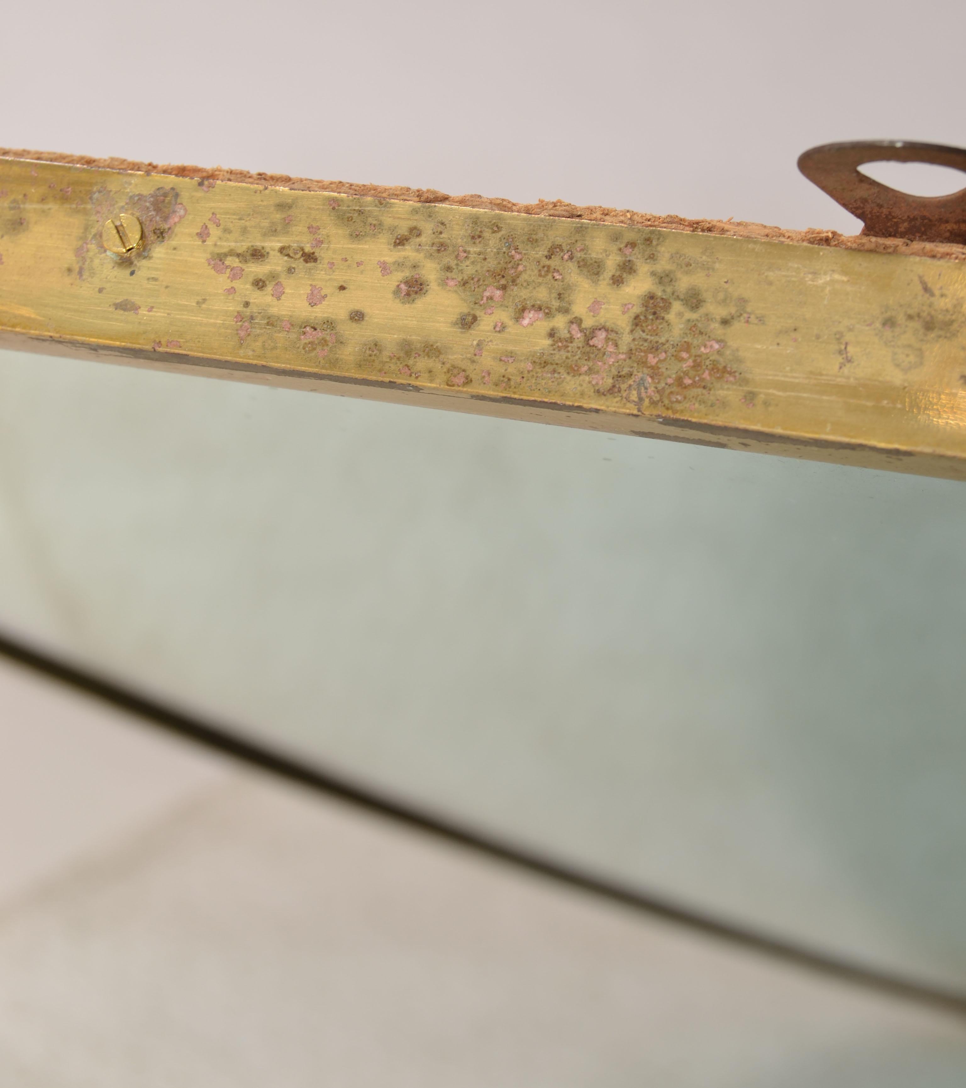 Miroir mural en bois et laiton de style Gio Ponti, attribué à Buffa, Italie en vente 4