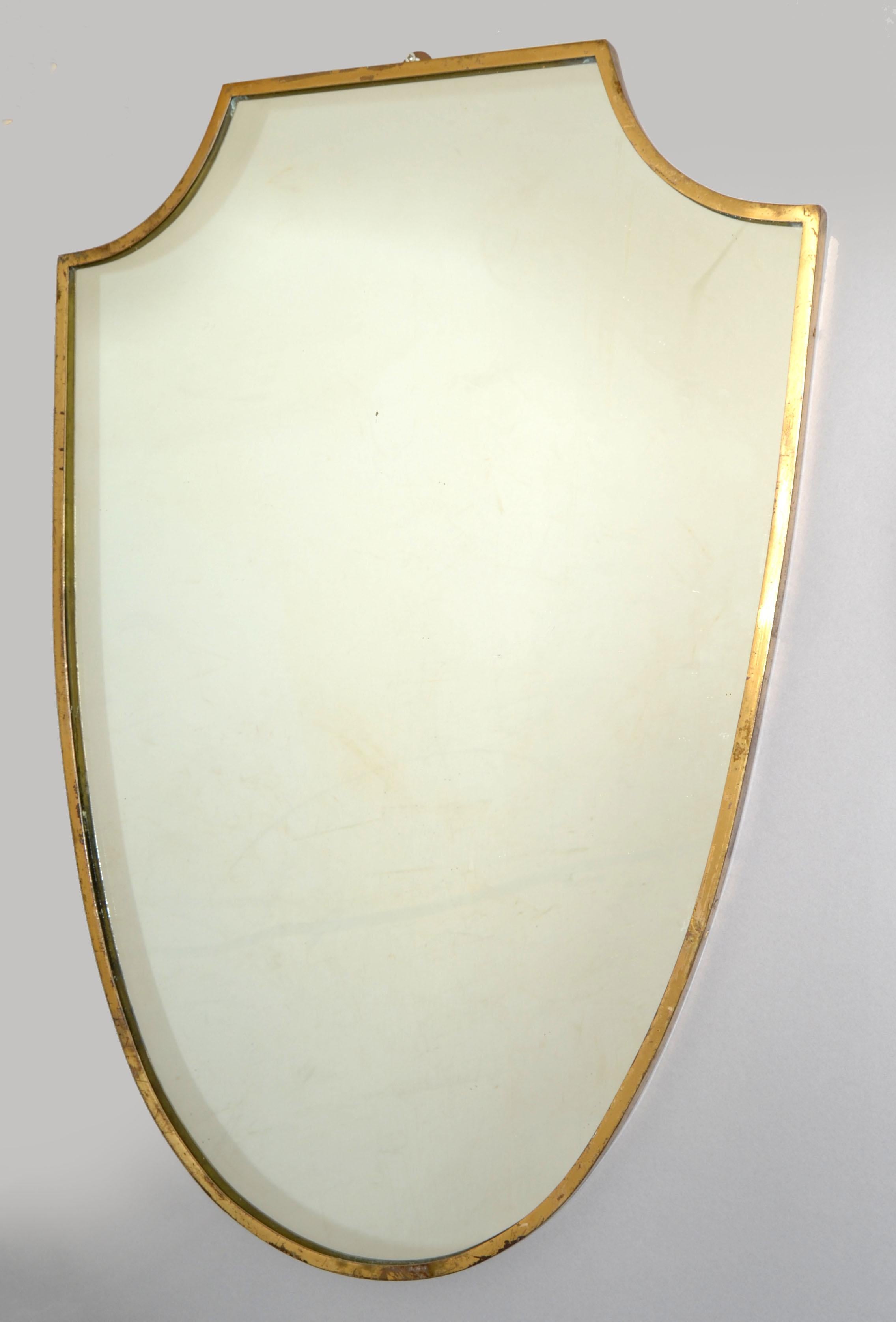 Miroir mural en bois et laiton de style Gio Ponti, attribué à Buffa, Italie en vente 5