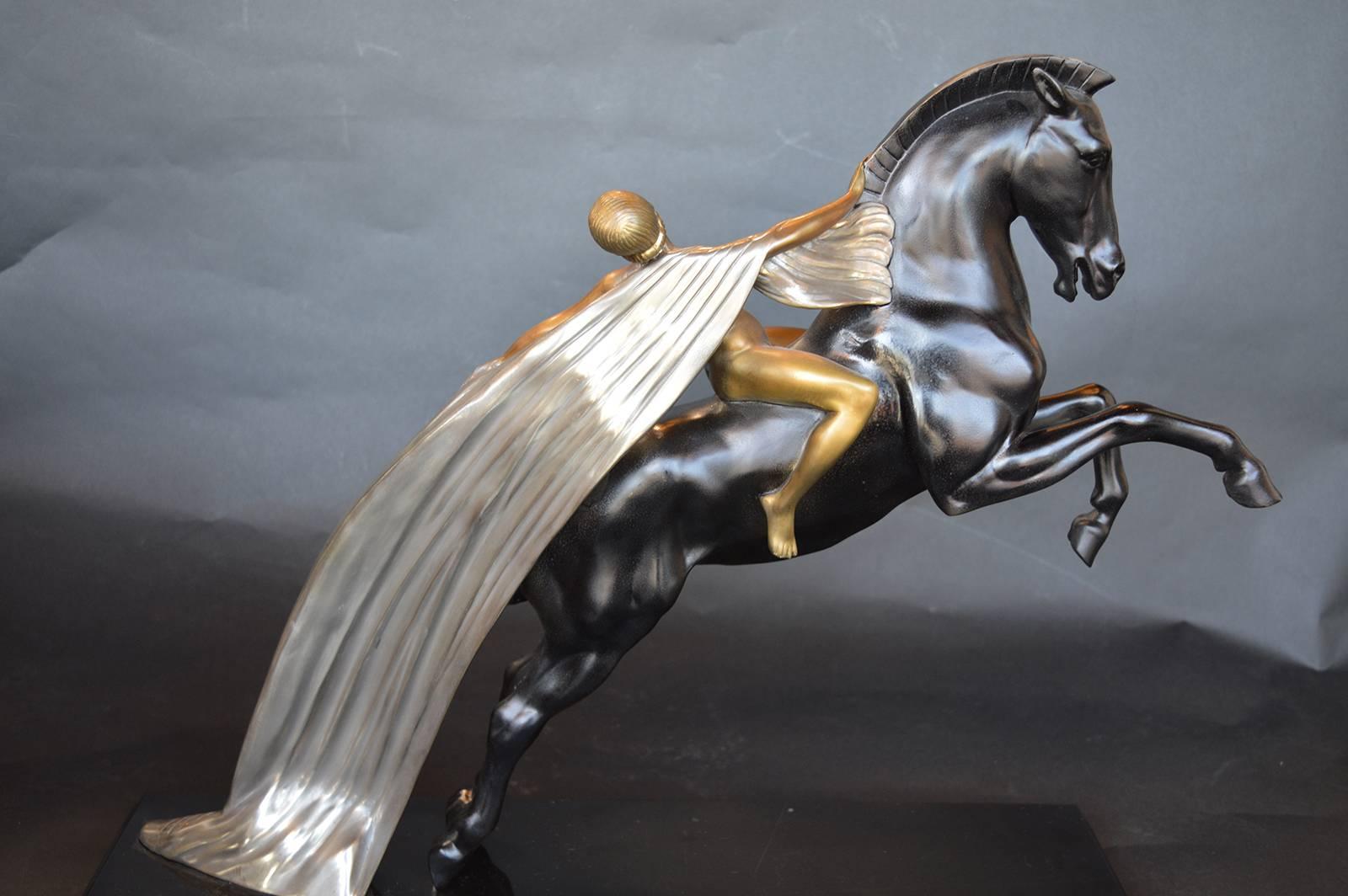 French Art Deco Girl on a Horse