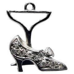 Art Deco Girls Night Out Martini Glass & Shoe Platinum Diamond Charm