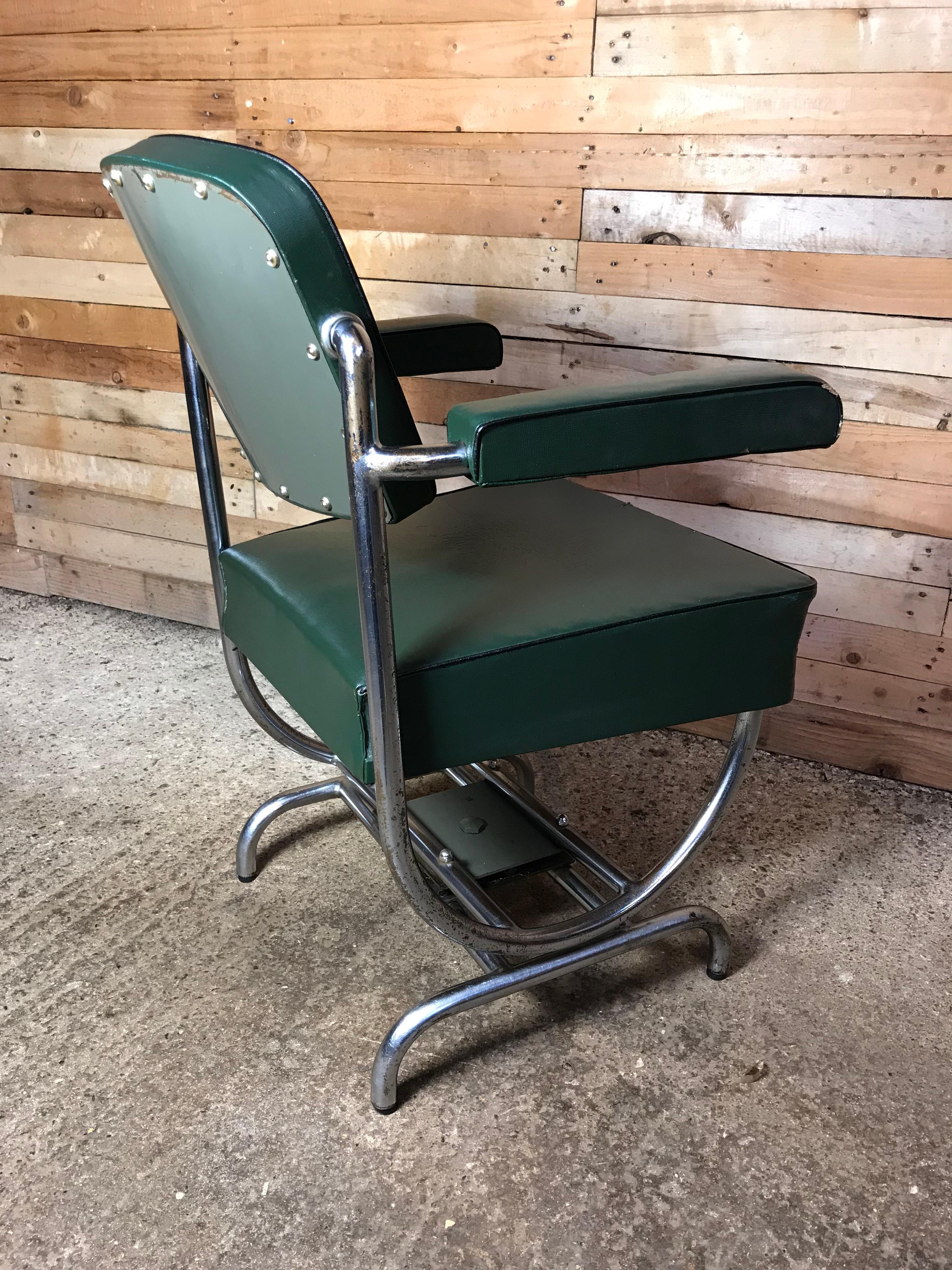 Art Deco Gispen Sought after Swivel Armchair / Office Chair by W.H. Gispen, 1930 In Good Condition In Markington, GB