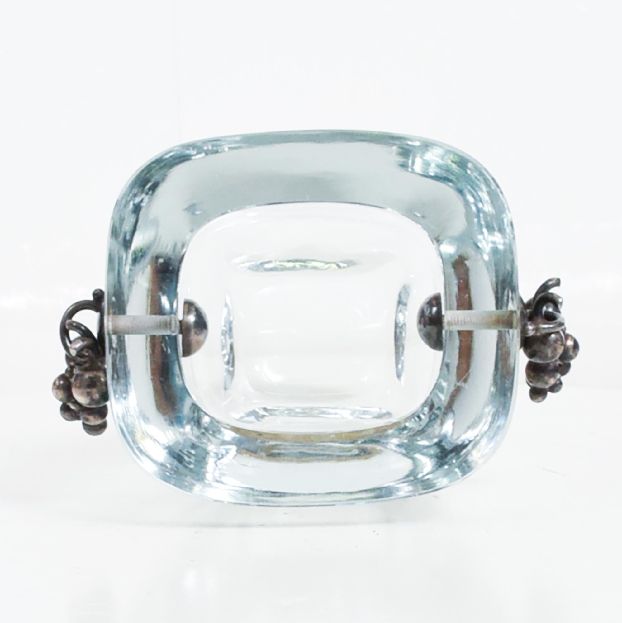 Art Deco Glamour Strombergshyttan Swedish Glass Vase Silver Grape Cluster, 1960s 2
