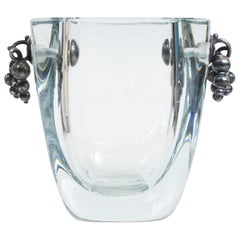 Art Deco Glamour Strombergshyttan Swedish Glass Vase Silver Grape Cluster, 1960s