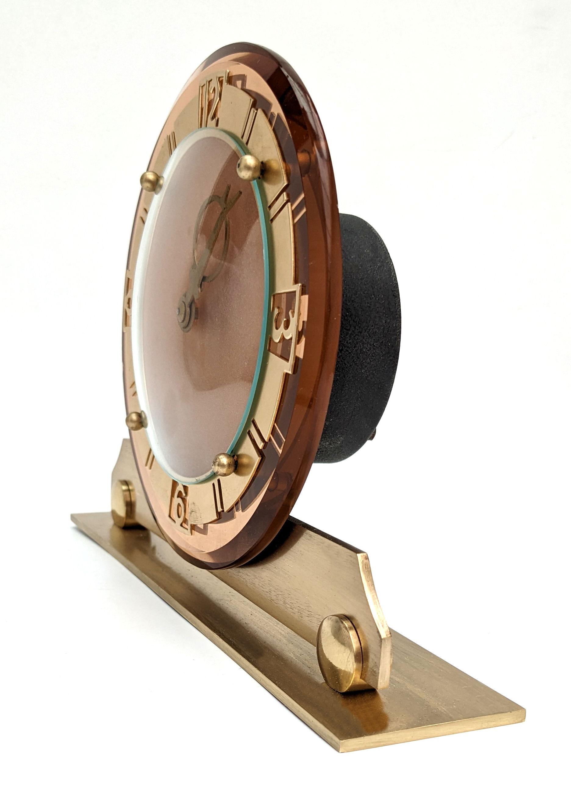 Art Deco Glamourous  Mechanical 8 Day Mirror Clock,  English, c1930s For Sale 1