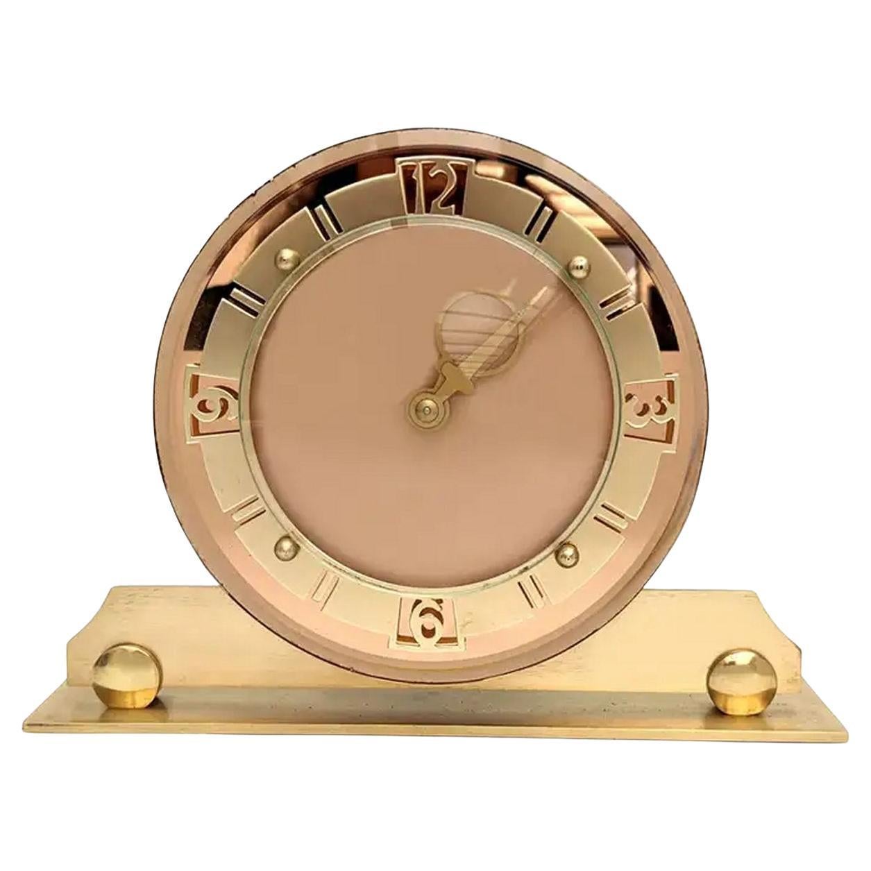 Art Deco Glamourous  Mechanical 8 Day Mirror Clock,  English, c1930s For Sale