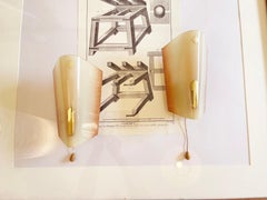 Art Deco Glas Funnel Set of 2 Wall Lamps by Doria Leuchten in Orange, Germany