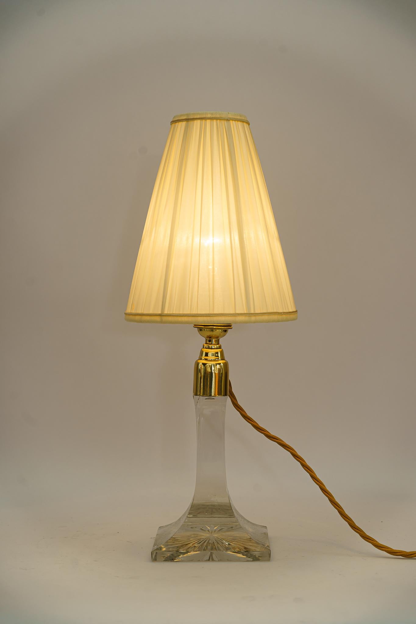 Art Deco Glass Table Lamp with Fabric Shade Vienna Around 1920s For Sale 6