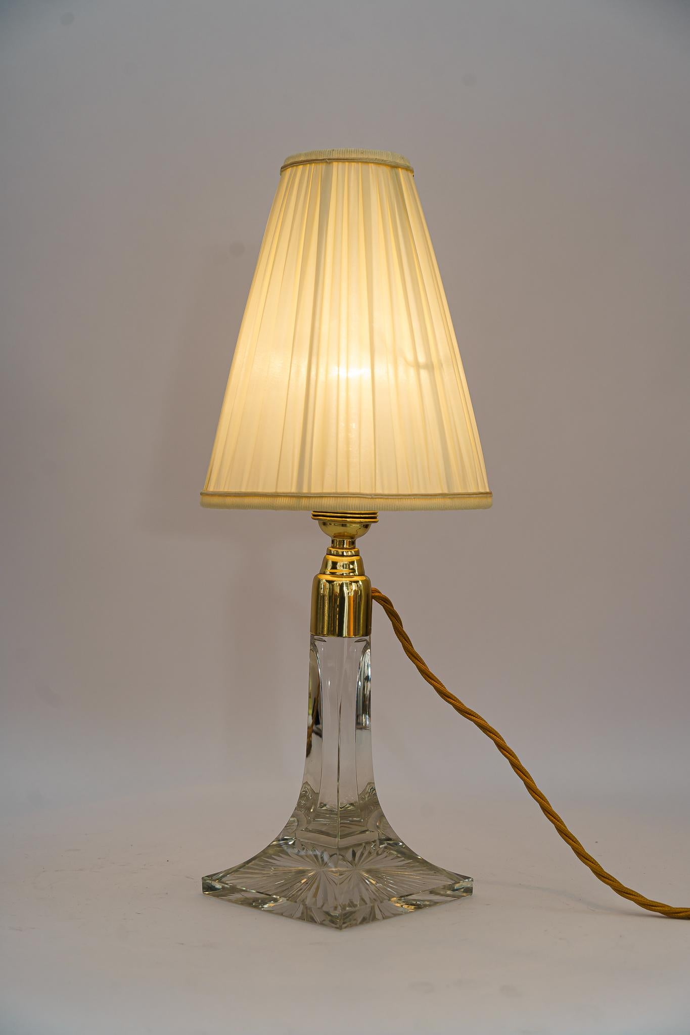 Art Deco Glass Table Lamp with Fabric Shade Vienna Around 1920s For Sale 7