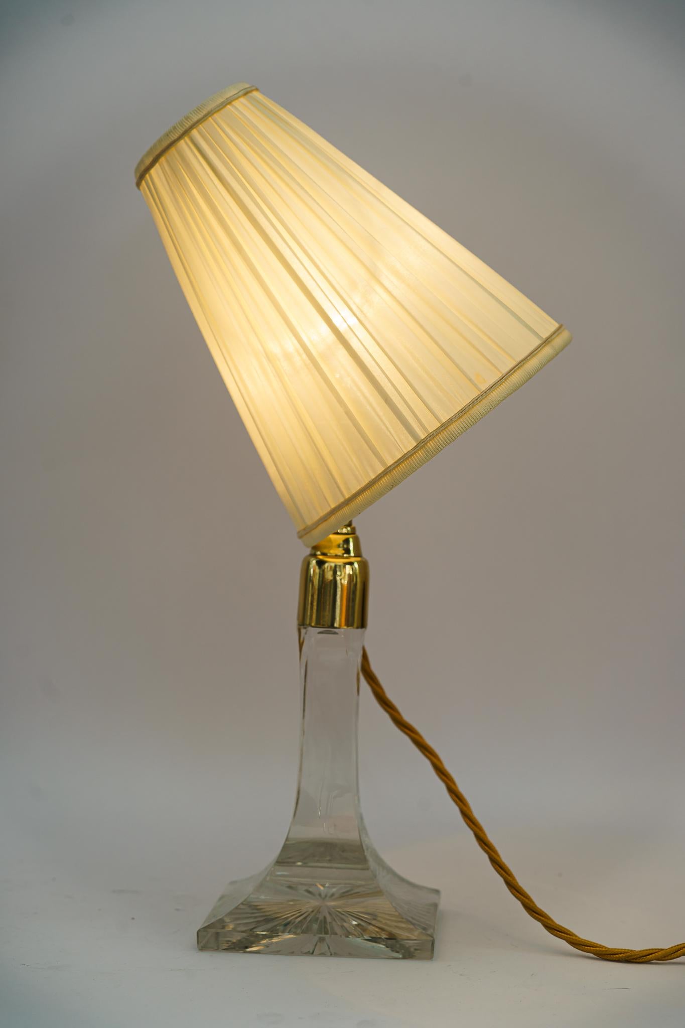 Art Deco Glass Table Lamp with Fabric Shade Vienna Around 1920s For Sale 12