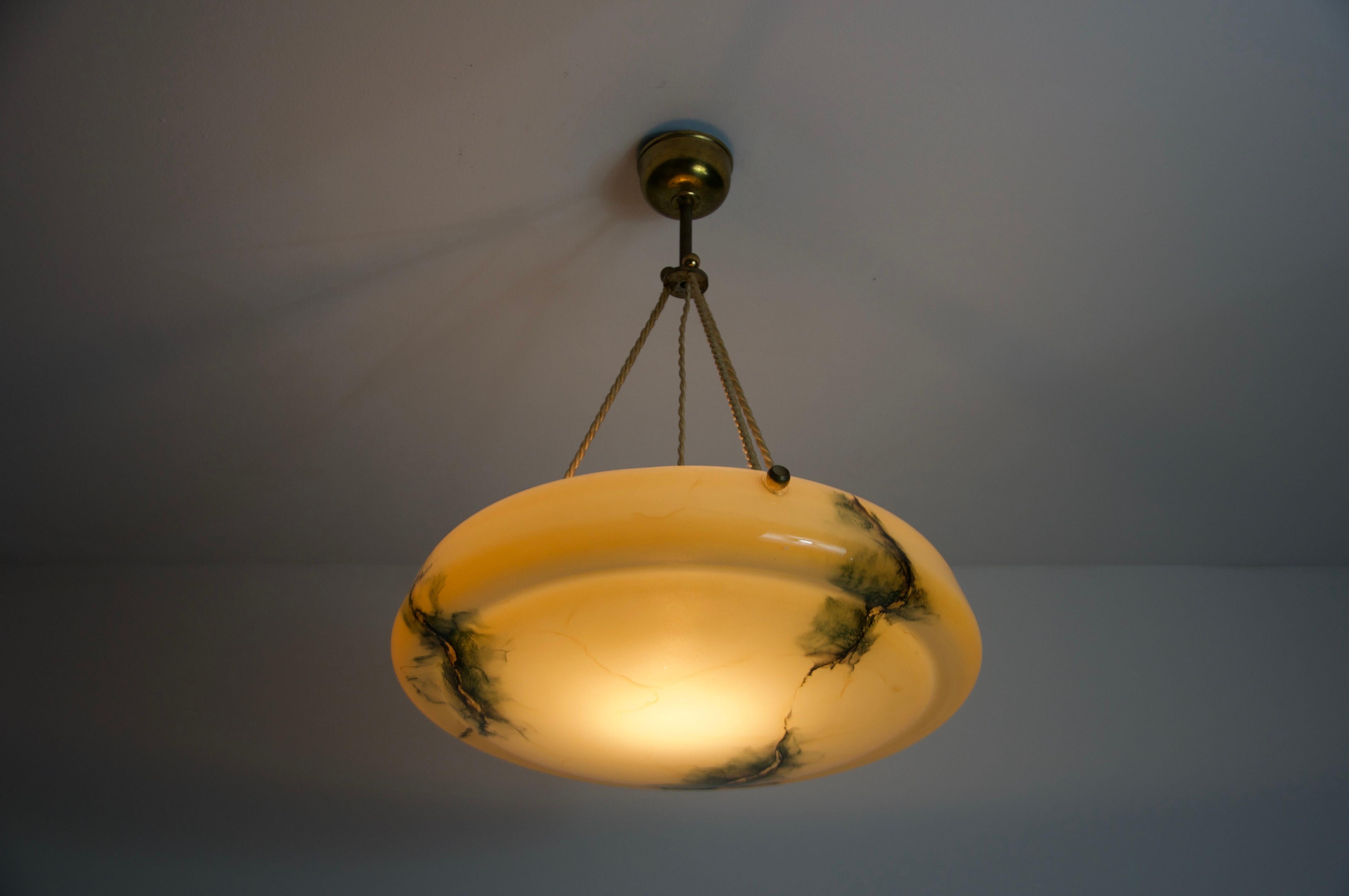 Art Deco Glass and Brass Ceiling Lamp, 1930s, Germany For Sale 6