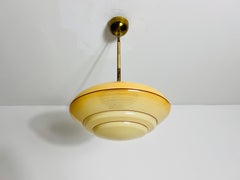 Art Deco Glass and Brass Ceiling Lamp, 1930s, Germany