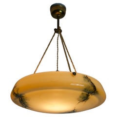 Art Deco Glass and Brass Ceiling Lamp, 1930s, Germany