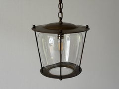 Art Deco Glass and Brass Ceiling Lamp, 1940s, France