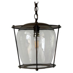 Art Deco Glass and Brass Ceiling Lamp, 1940s, France