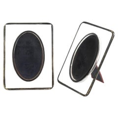 Art Deco Glass and Brass Pair of Picture Frames