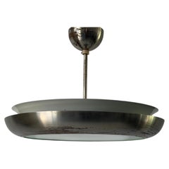 Lámpara de techo Art Decó de cristal y cromo, años 1940, Alemania