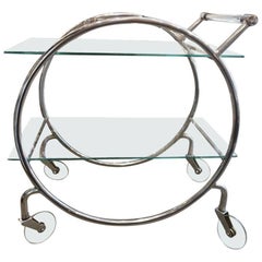 Art Deco Glass and Chrome Drinks Cart