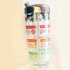 Art Deco Glass and Chrome Recipe Cocktail Shaker