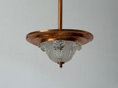 Art Deco Glass and Copper Ceiling Lamp, 1940s, France