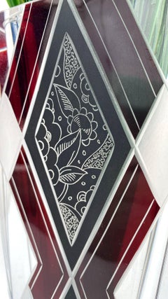 Art Deco Glas und Emaille Geometrische Vase von Karl Palda, um 1930