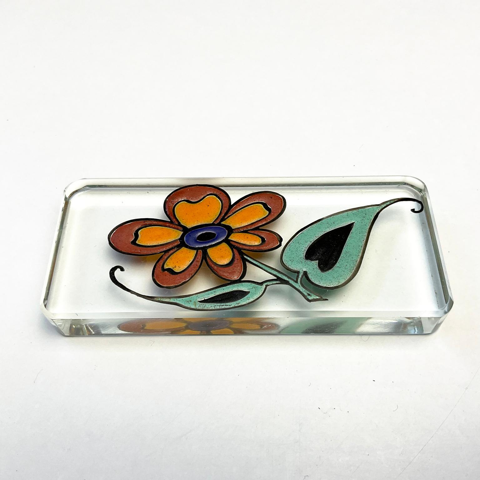 French Art Deco Glass and Enamel Knife Rests for Maison Delvaux Paris France 1925 For Sale