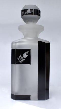 Art Deco Glass and Enamel Whiskey Decanter Set, c1930