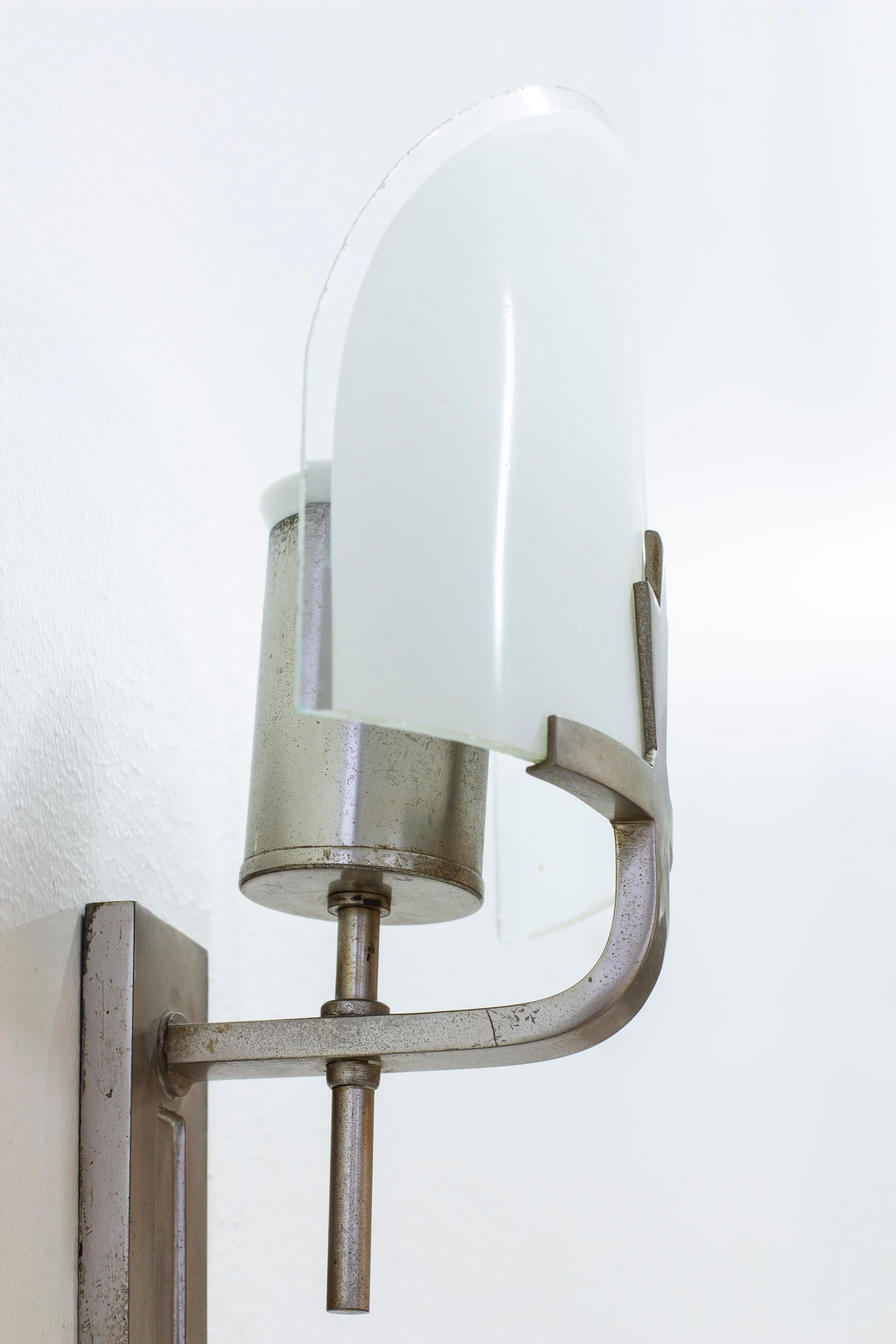 Art Deco glass and metal wall lamps, Sweden, 1920s, Swedish Grace 5