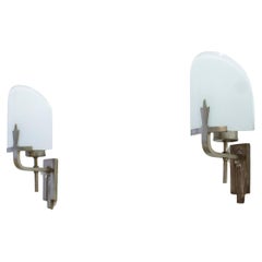 Art Deco glass and metal wall lamps, Sweden, 1920s, Swedish Grace