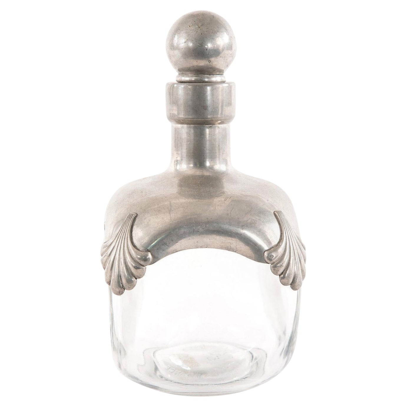 Art Deco Glass and Pewter Decanter