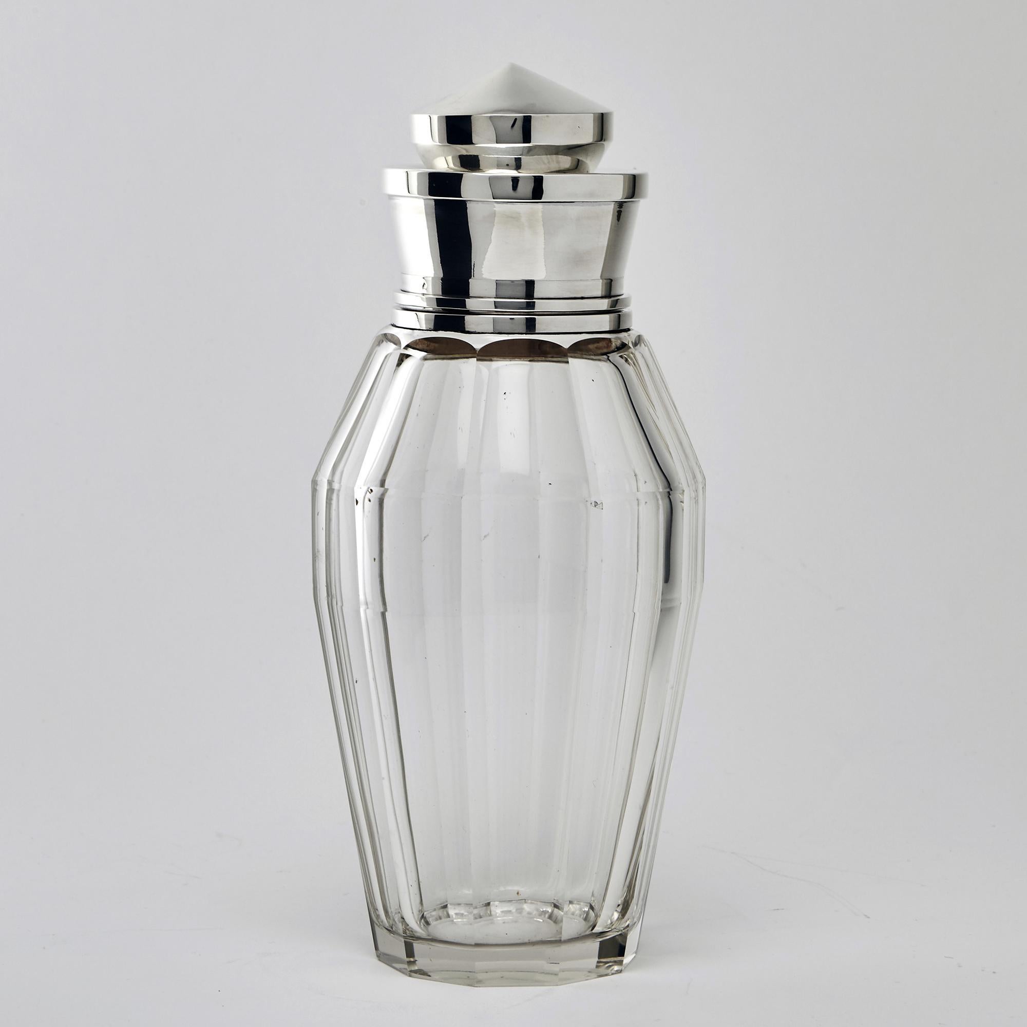 Art Deco Glass and Silver Cocktail Shaker In Good Condition In London, GB