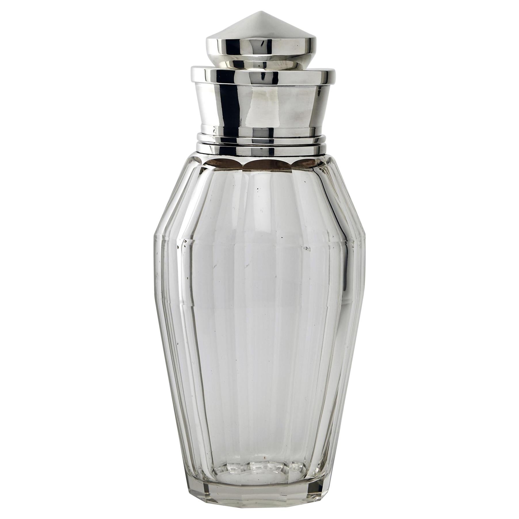 Art Deco Glass and Silver Cocktail Shaker