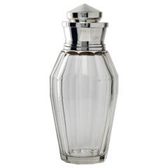 Retro Art Deco Glass and Silver Cocktail Shaker